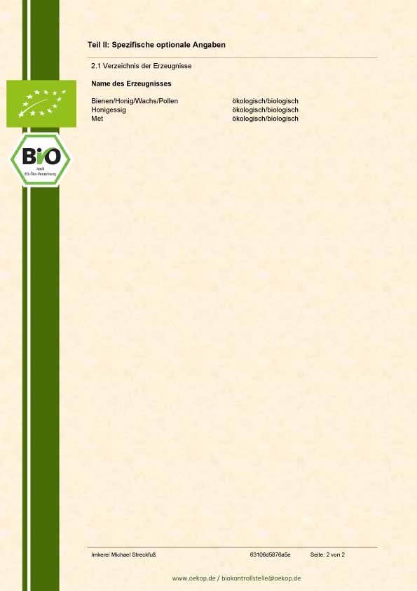 Unser aktuell gültiges BIO-Zertifikat Seite 2