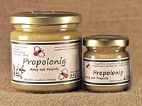Streichzarter,
 intensiver Propolonig im 60g- und 250g-Glas